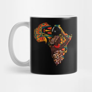 Africa Map, Beautiful Proud African Woman with Pattern Mug